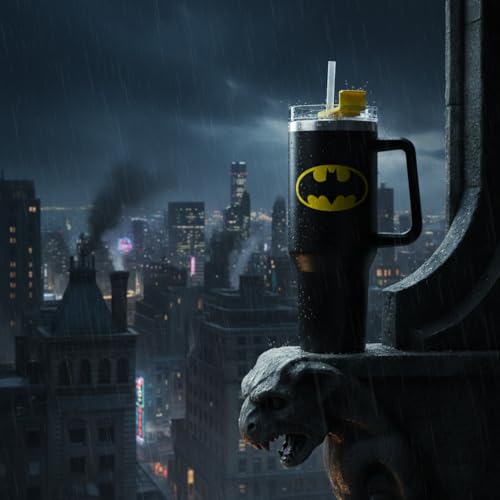 HOX Batman 1200ml Insulated Stainless Steel Tumbler with Handle and Straw | Cold 17Hrs/Hot 5Hrs 3