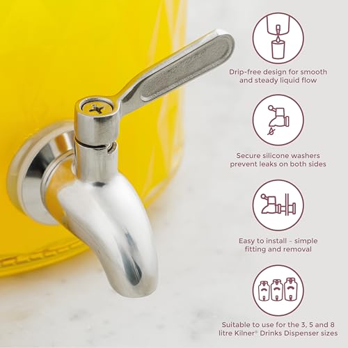 Kilner Stainless Steel Drinks Dispenser Tap | Leak-Proof | Fits 3L, 5L, 8L Dispensers 2