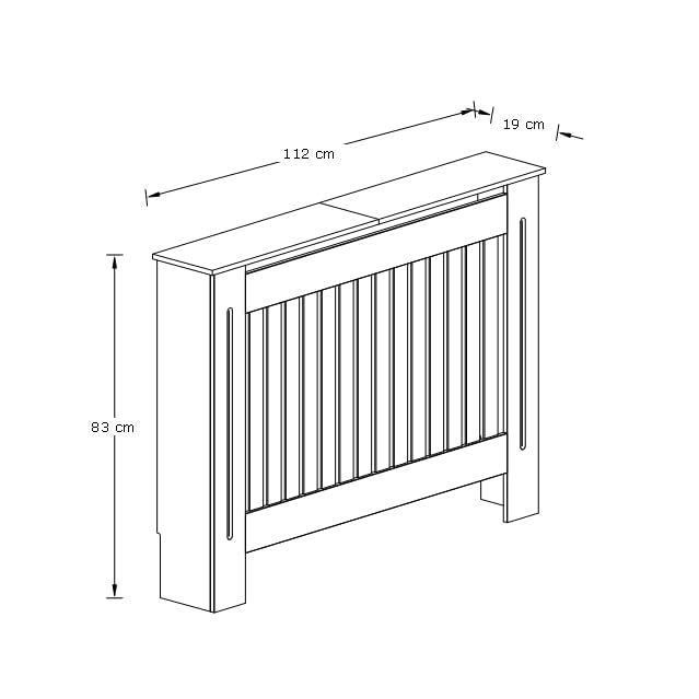 GFW Longslow Medium Radiator Cover - Grey Engineered Wood | Slatted Design | Freestanding