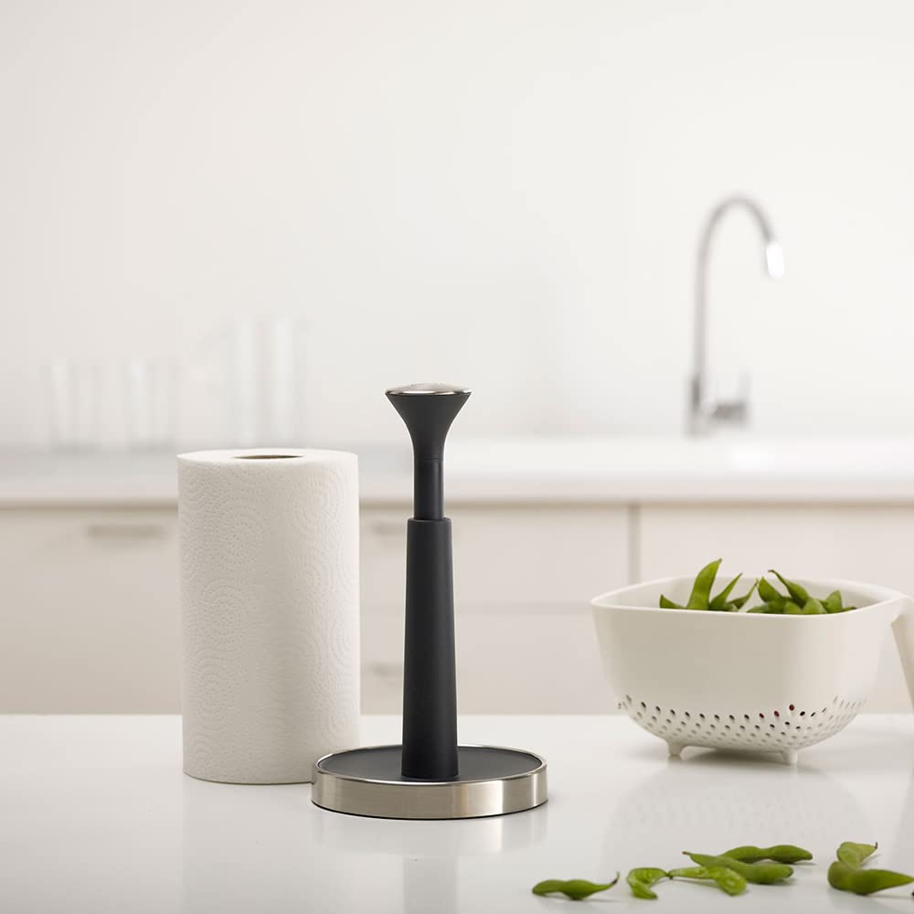 Joseph Joseph Push & Tear Paper Towel Holder - Easy One-Handed Tearing | Grey | Fits Rolls up to 24cm 3