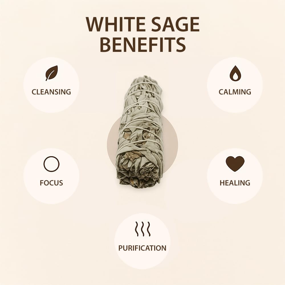 VIE White Sage Smudge Stick - 4 Inch, Hand-Tied for Energy Cleansing & Meditation 6