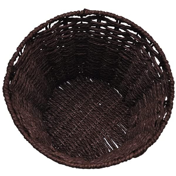 Zuvo Handwoven Wicker Waste Paper Bin - Brown, 25 cm Diameter | Paper Material 5