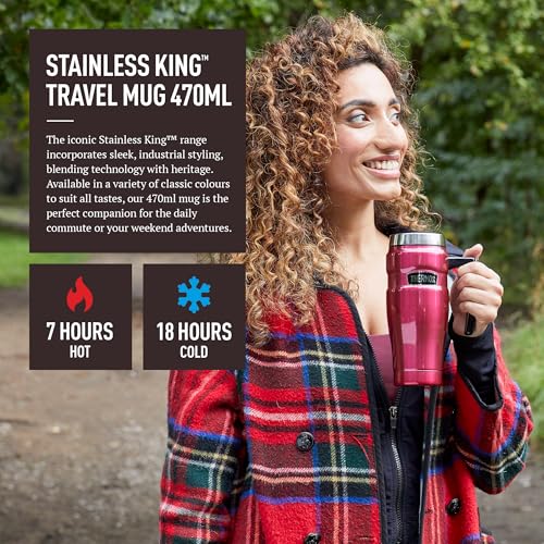 Thermos Stainless King Travel Mug - 470 ml, Matt Black | Hot 7 Hrs, Cold 18 Hrs
