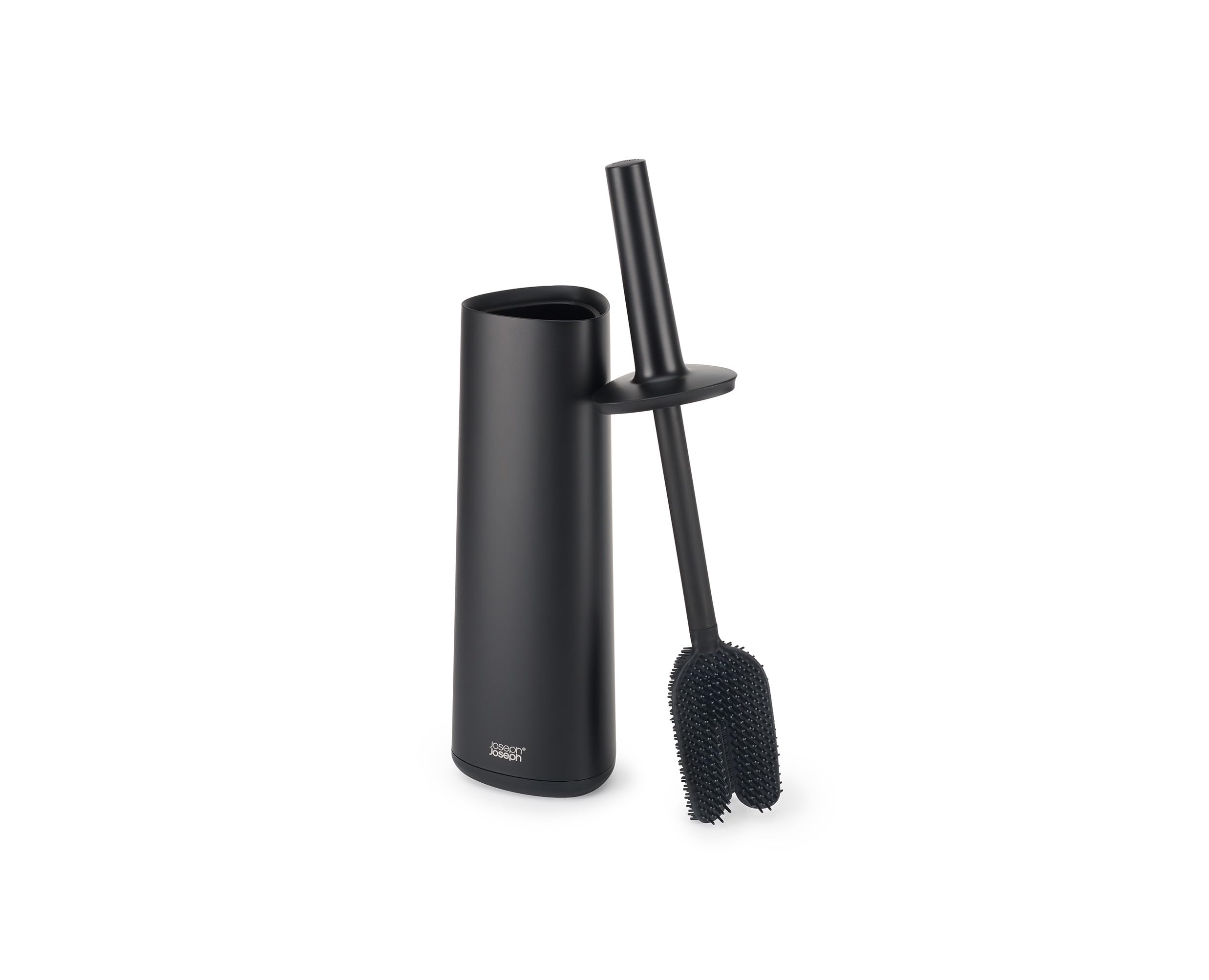 Joseph Joseph Flex 360 Toilet Brush and Holder Set - Anti-Drip, Anti-Clog, Triple-Action Head | Matt Black 1