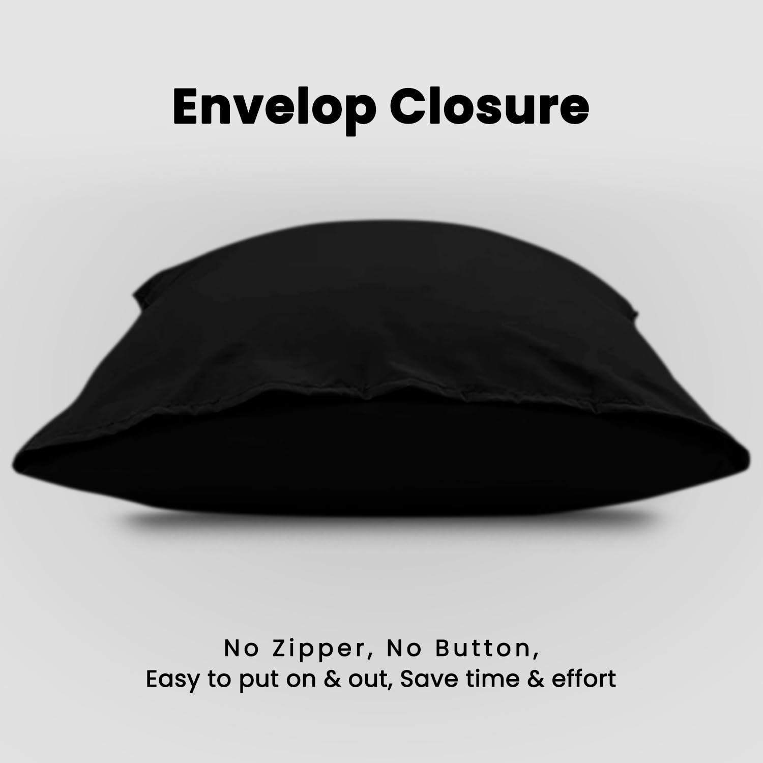 Super Dreamer Microfiber Pillow Cases - 2 Pack Black Housewife Style | 74x48 cm | 100% Polyester 2