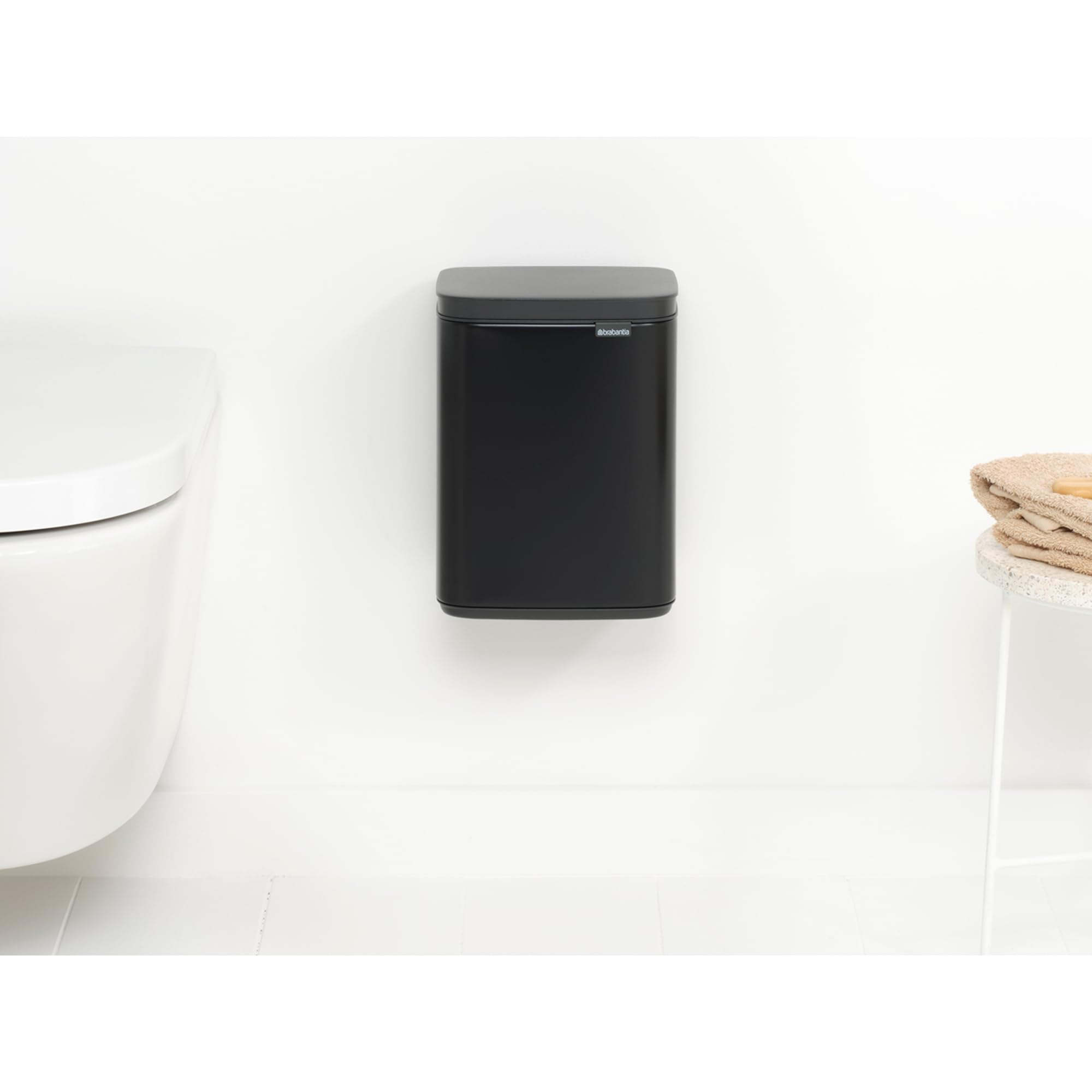 Brabantia Bo Waste Bin - 4L Compact Bathroom Bin | Matt Black | Quiet Close 9