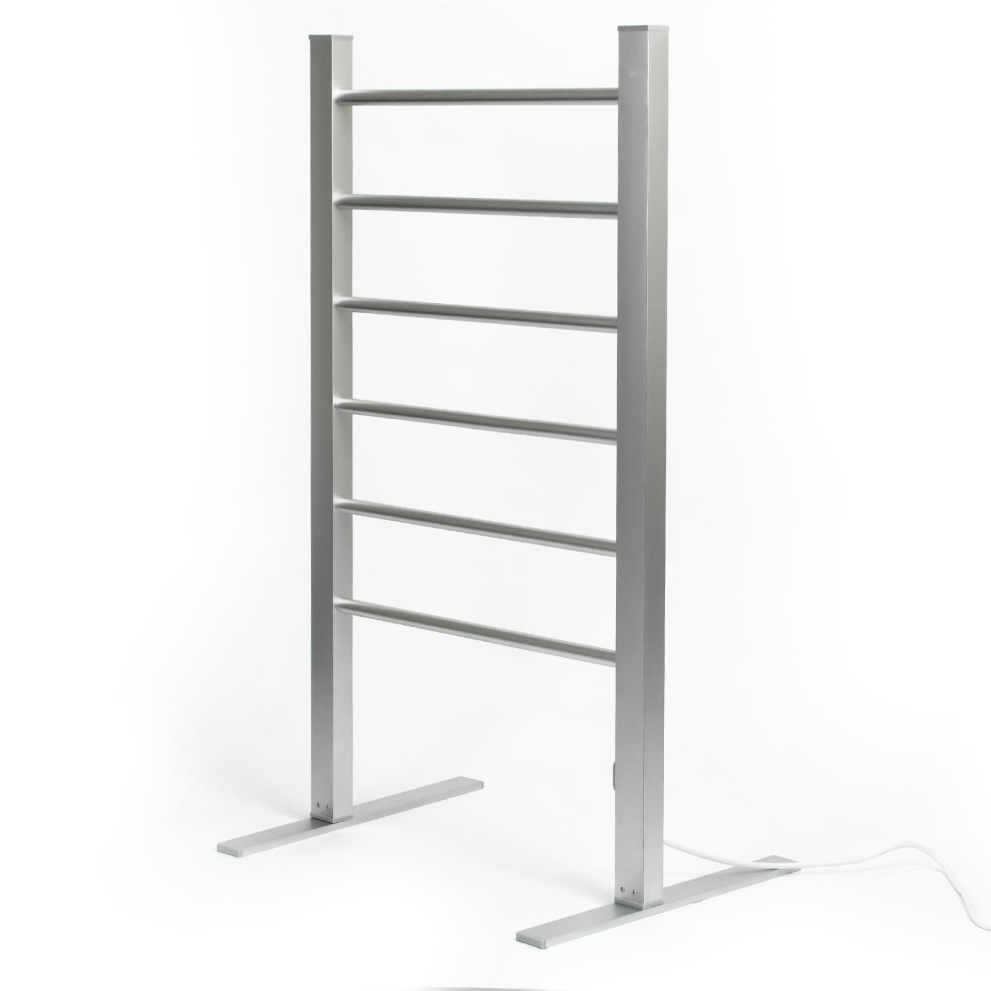 Status 100W 6 Bar Aluminium Heated Towel Rail - Freestanding Electric Dryer | Silver 1