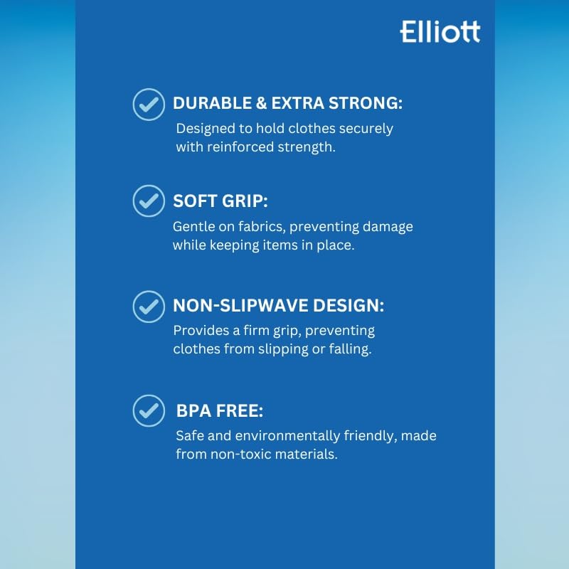 Elliott Extra Strong Soft Grip Wave Pegs - 24 Pack, Assorted Colours, BPA Free Plastic 3