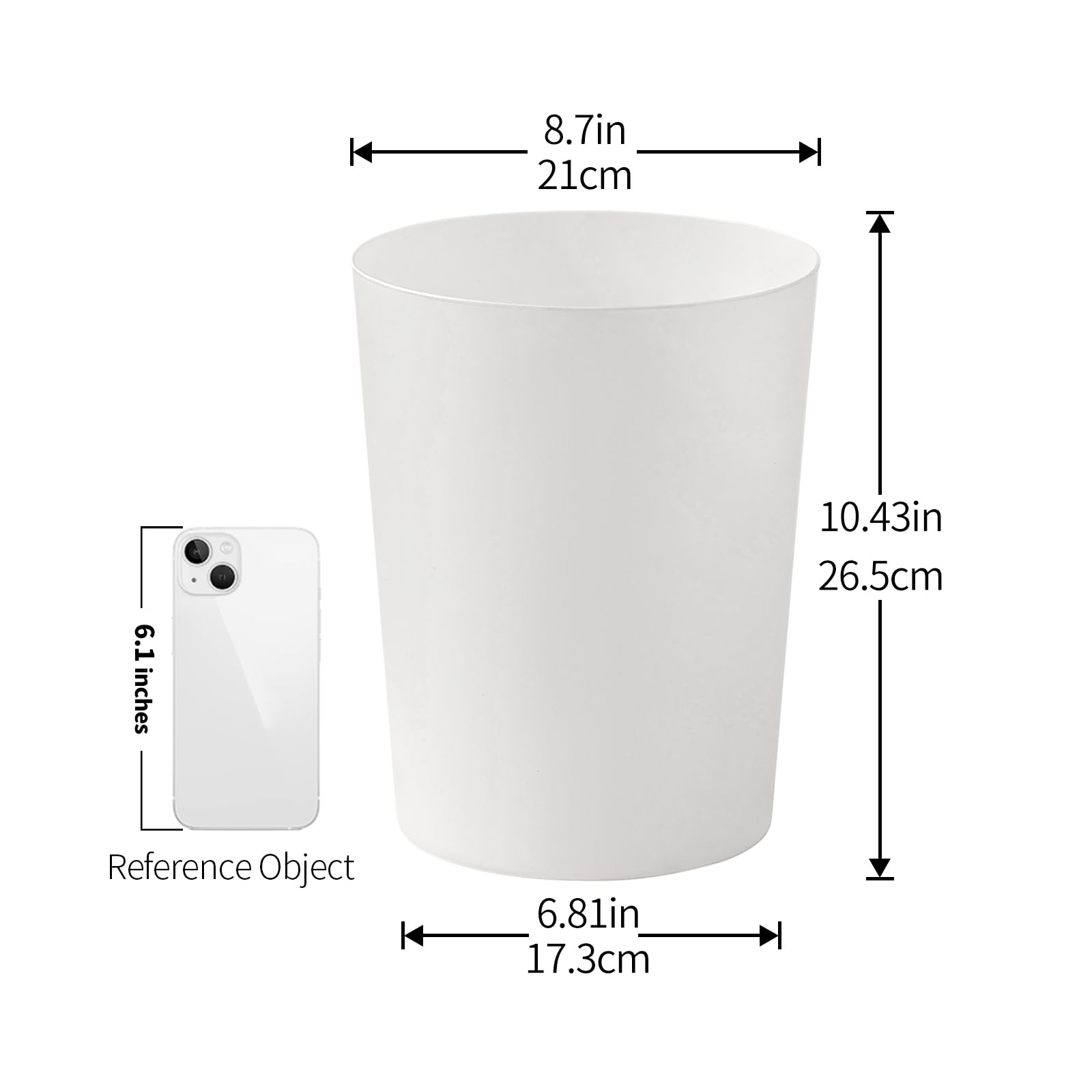 Cetomo 7.2L Plastic Waste Paper Bin - Set of 3 | Compact & Lightweight | White 3