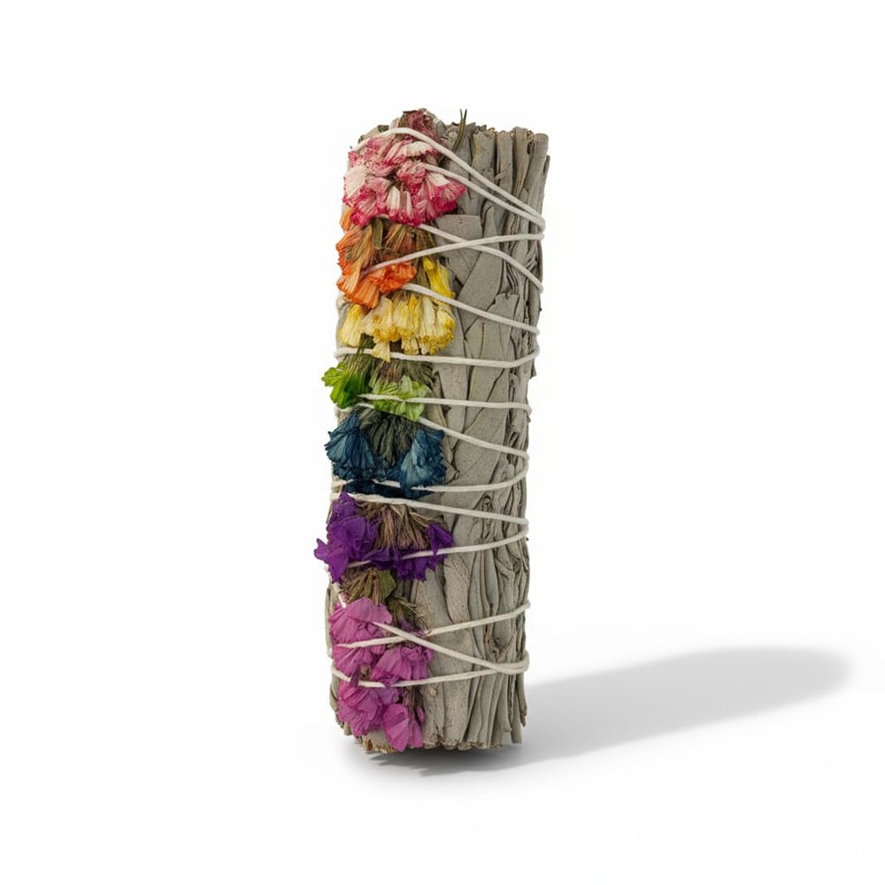 VIE Sage Smudge Stick with 7 Chakra Flowers - White Sage Scent | Promotes Relaxation 2