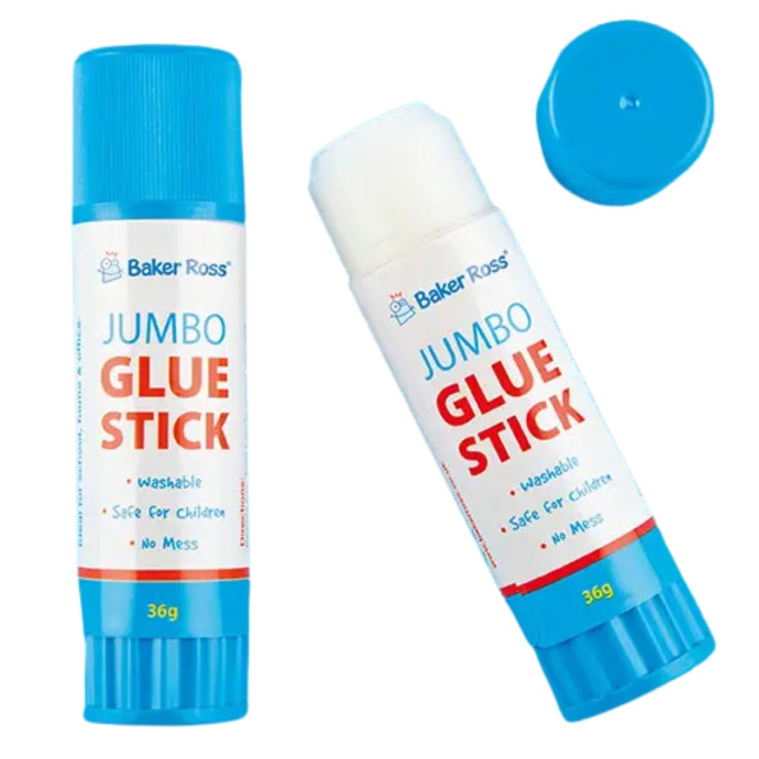 Baker Ross Jumbo Glue Sticks (3 Pack) - Washable, Clear Finish, Ideal for Kids' Crafts 1