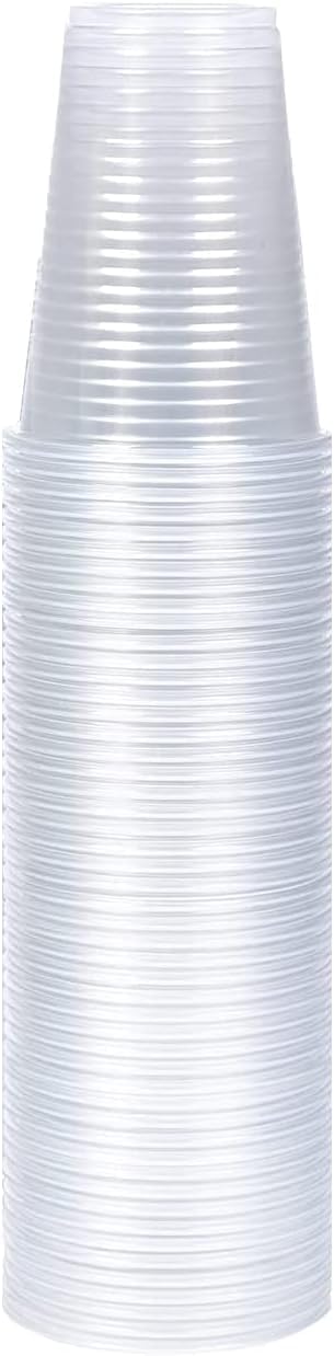 ACCURATE 100 Pack Clear Plastic Disposable Drink Cups - 180ml (7 Ounce) | Lightweight