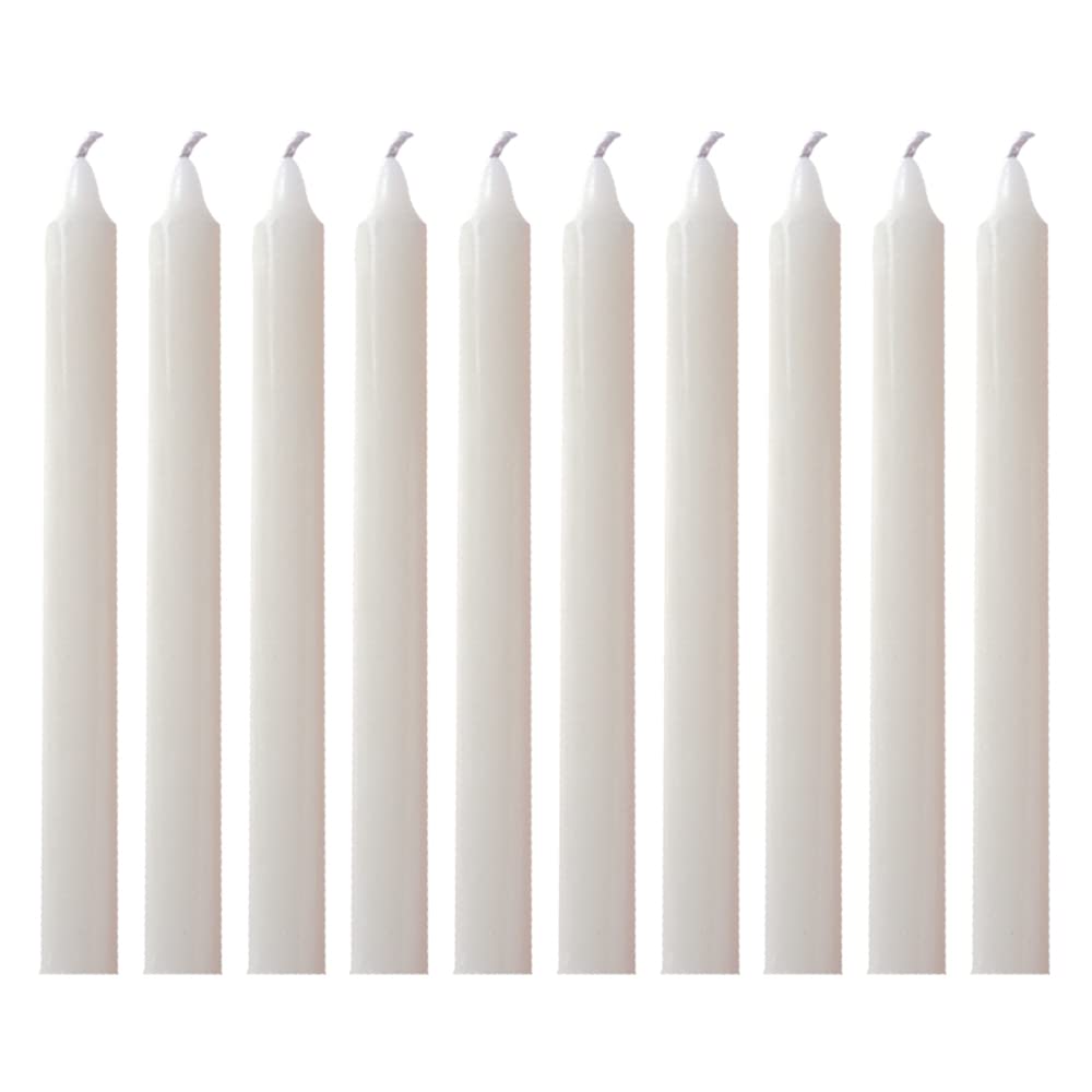 1ABOVE Household Candles - Pack of 10 Unscented White Wax | 5 Hour Burn Time
