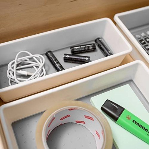Addis Premium Tidy Drawer Storage Boxes - Set of 3 | White/Grey | Plastic 4