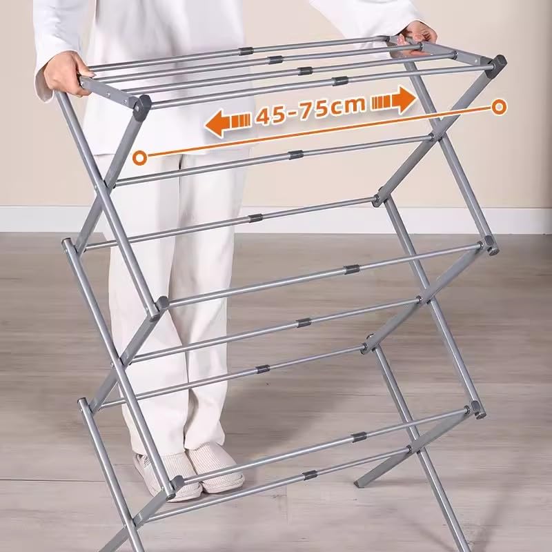 Vivo Technologies 3 Tier Extendable Clothes Airer - Foldable, Lightweight Carbon Steel Drying Rack | 7.5m Space 7