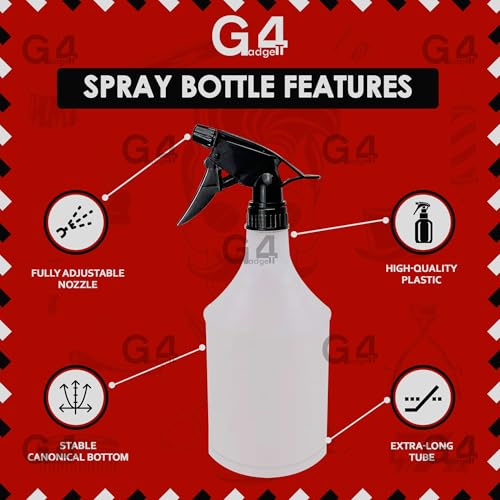 G4GADGET 1 Litre Plastic Spray Bottle - Clear, Leak Proof Trigger for Cleaning & Ironing 3