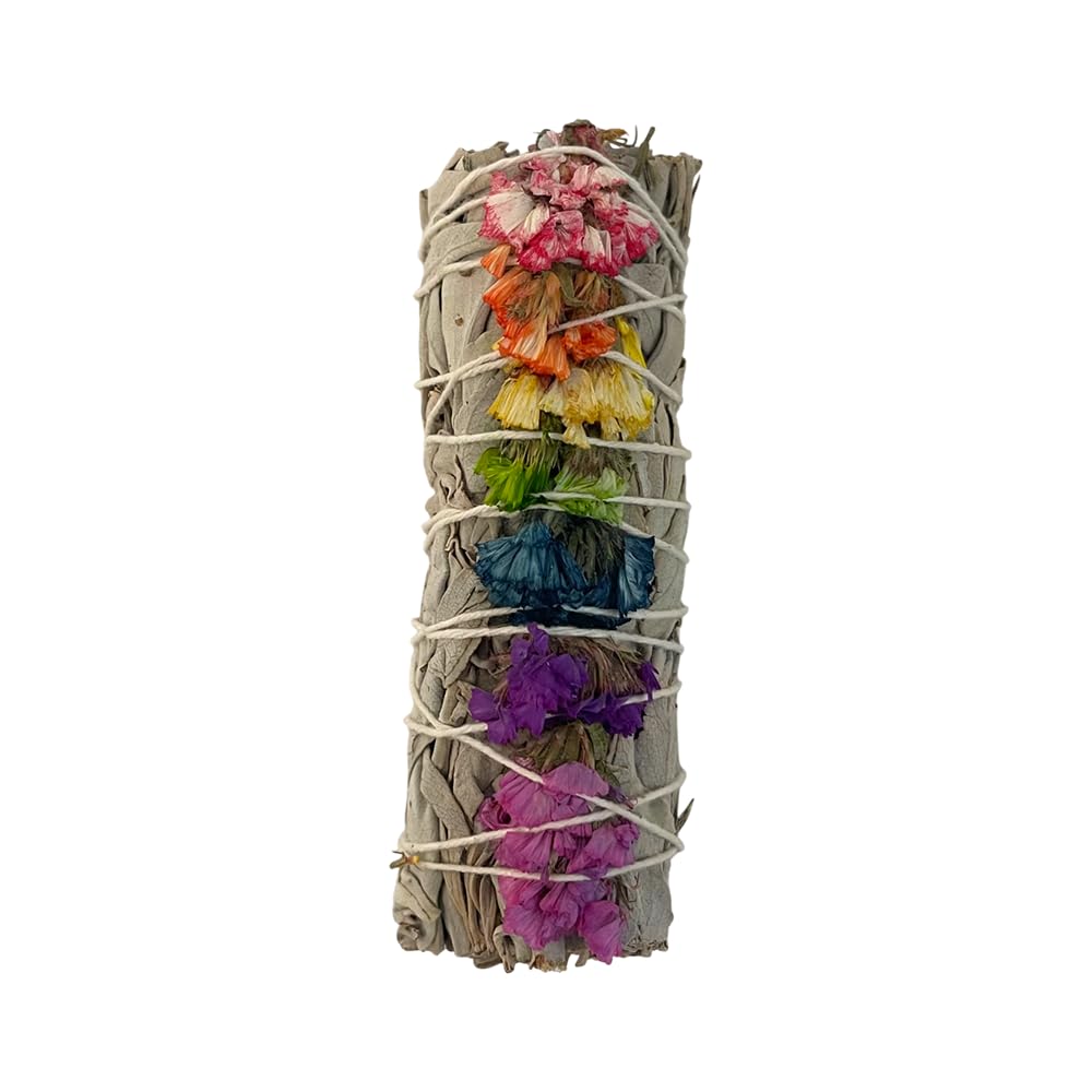 VIE Sage Smudge Stick with 7 Chakra Flowers - White Sage Scent | Promotes Relaxation 1