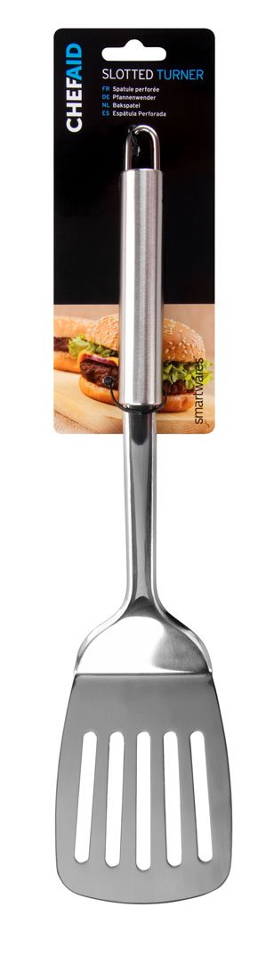 Chef Aid Stainless Steel Slotted Turner - 28cm Long | Ideal for Kitchen & BBQ | Dishwasher Safe 1