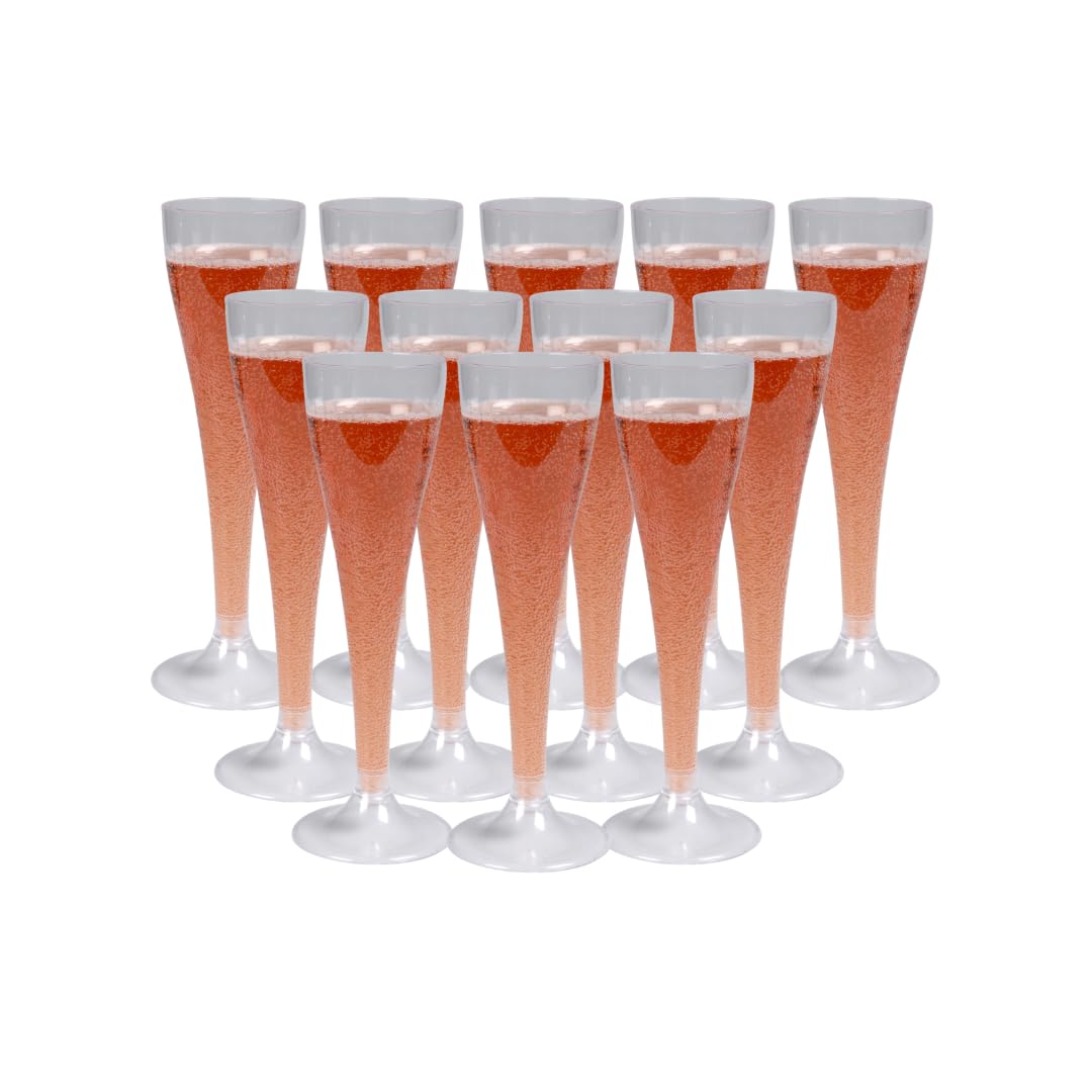ABENA Plastic Champagne Flutes - 3oz Capacity, Pack of 12 | Reusable & Stackable