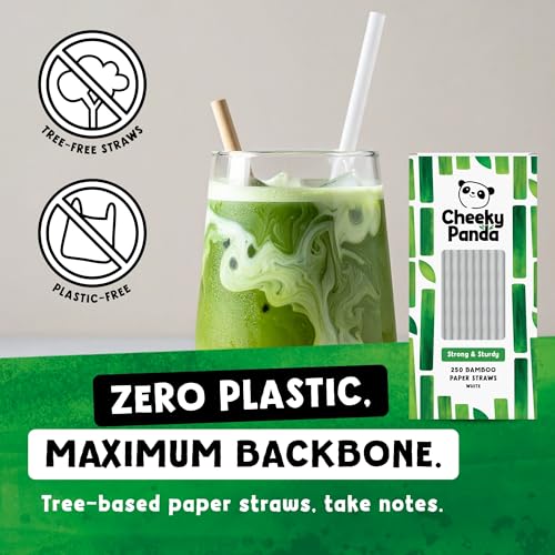 The Cheeky Panda Bamboo Paper Straws - 250 Count White | Biodegradable & Vegan Friendly