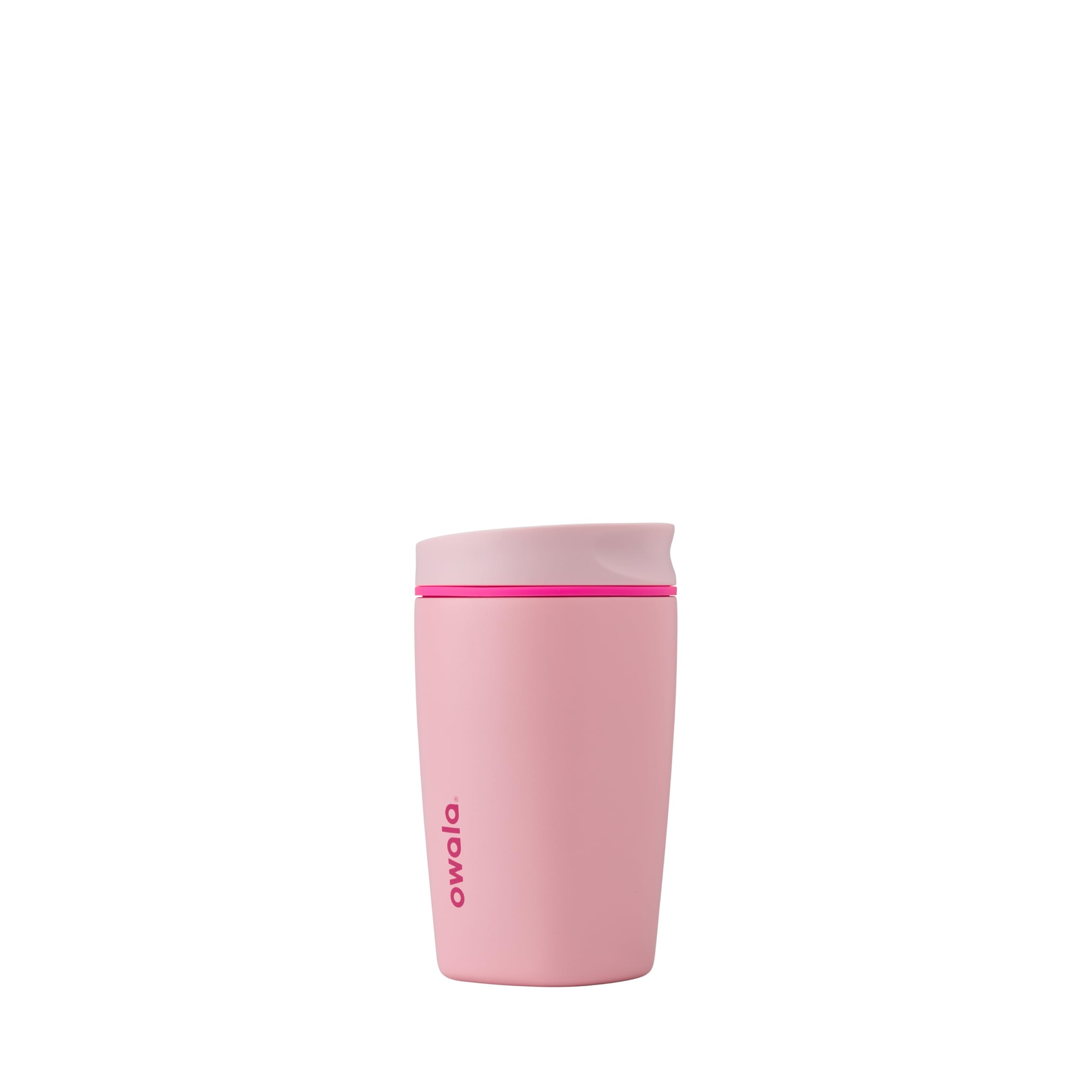 Owala SmoothSip Slider Insulated Stainless Steel Coffee Tumbler, 355ml, Pink (Pucker Up)