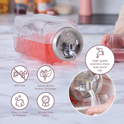 Kilner 3 Litre Glass Fridge Drinks Dispenser with Airtight Tap | Space-Saving Rectangular Design 2