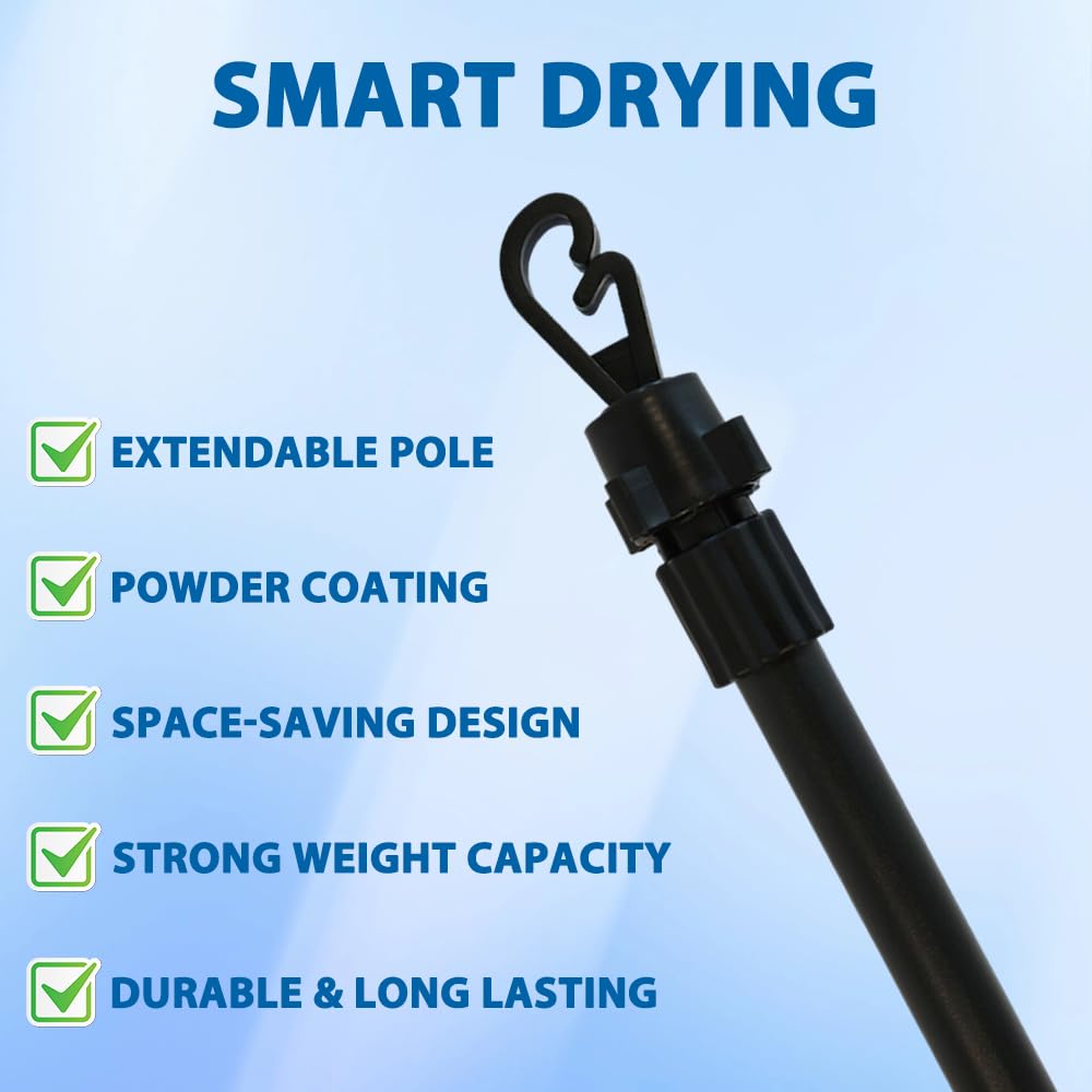 Armo Home Telescopic Washing Line Prop - Heavy Duty Metal Support | Extends to 2.4M (8.5FT) 7