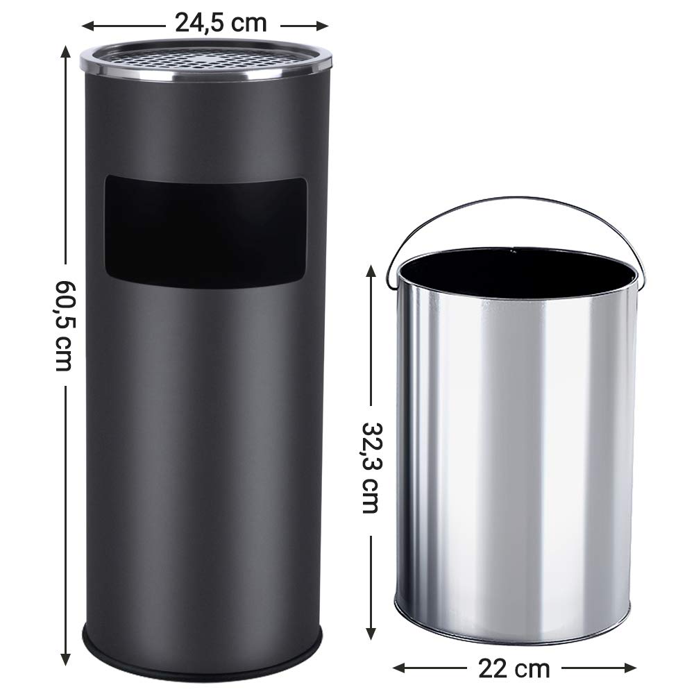 SONGMICS Outdoor Stainless Steel Waste Separation System with Ashtray | Black | 30L Capacity 3
