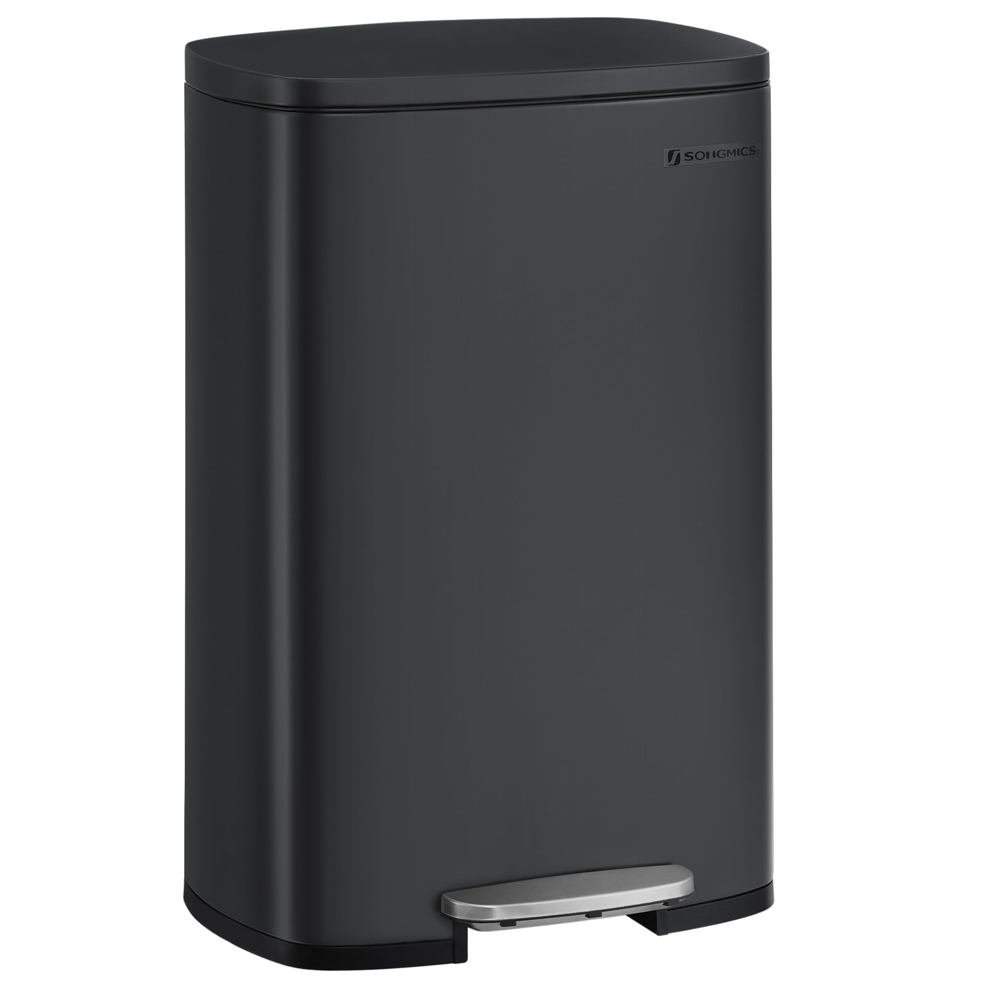 SONGMICS 50 L Kitchen Bin - Soft Close Pedal Rubbish Bin | Alloy Steel | Black 1