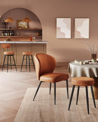 VASAGLE EKHO Collection Bar Stools - Set of 2 Swivel Counter Chairs | Caramel Brown | 54x54x91 cm 10