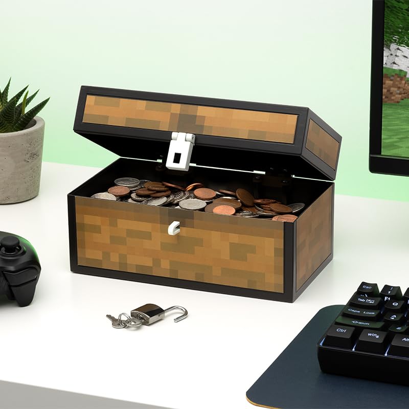 Paladone Minecraft Chest Money Box - Officially Licensed, Includes Padlock, 12cm Tall 2