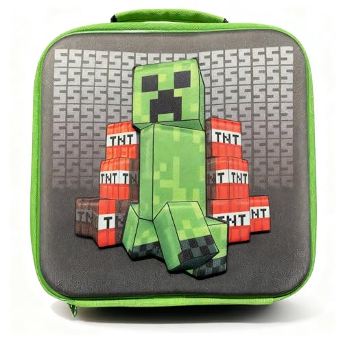HOX Minecraft Creeper Kids Lunch Bag - Insulated, Durable Polyester, 11x21x24.5 cm 2