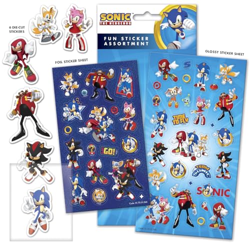 Paper Projects Sonic The Hedgehog Sticker Assortment Pack - 50 Pieces | Foiled & Die-Cut Stickers