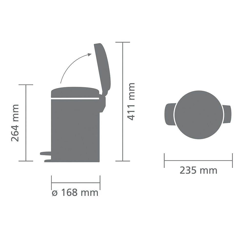 Brabantia NewIcon Pedal Bin - 3 L Capacity | White | Corrosion Resistant Alloy Steel 7