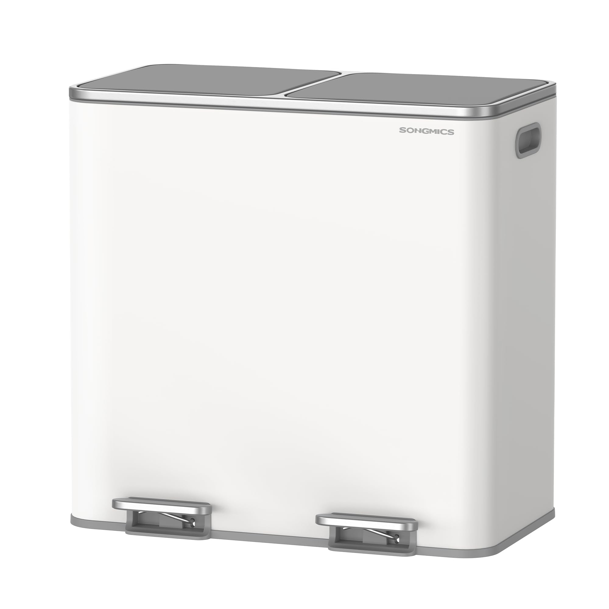 SONGMICS Dual Recycling Bin - 2 Compartments 80L Total | Soft Close | White/Grey 1