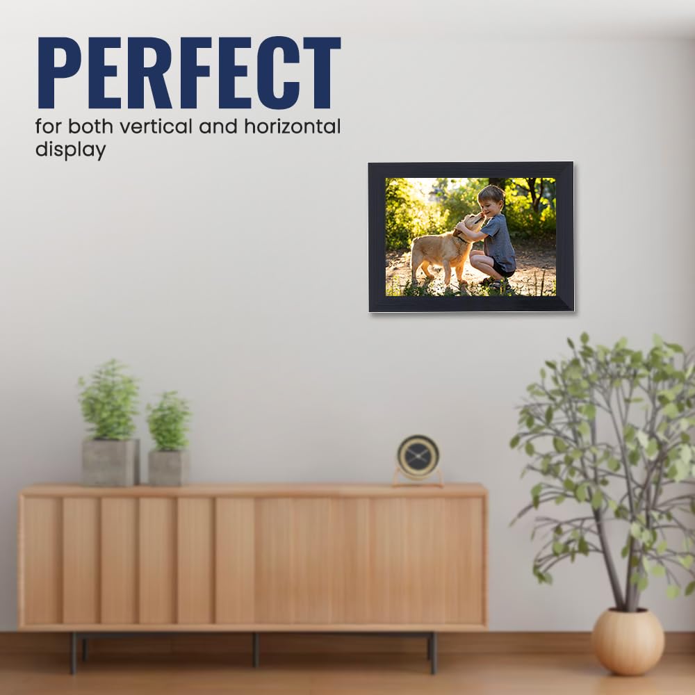 1ABOVE 6x8 Inch Black Ribbed Picture Frame | Freestanding & Wall Mount | Portrait/Landscape 6