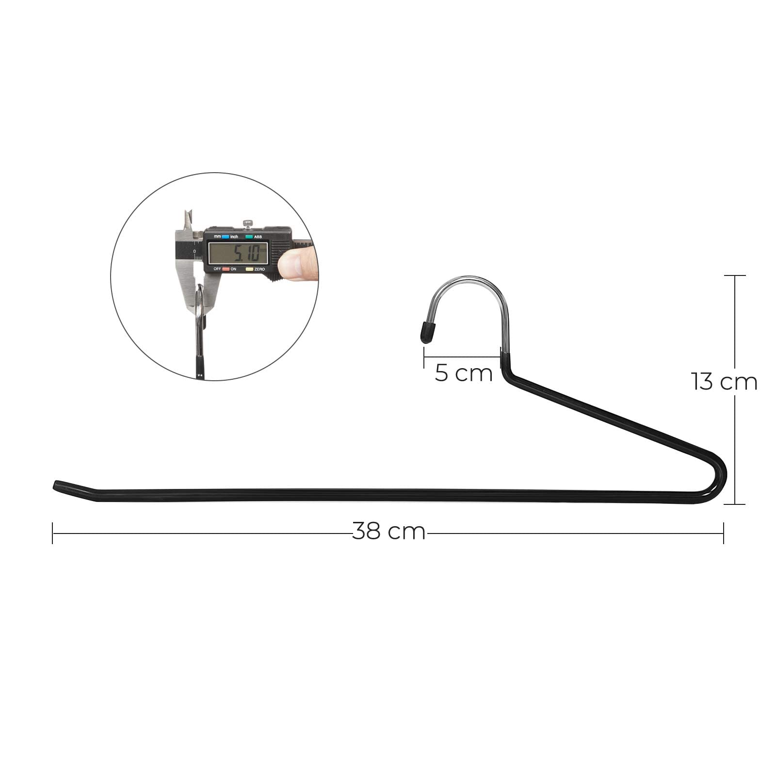 SONGMICS Trouser Hangers - Set of 20 Metal Slack Hangers, Chrome-plated, Non-Slip, 38 cm Black CRI004-20 5