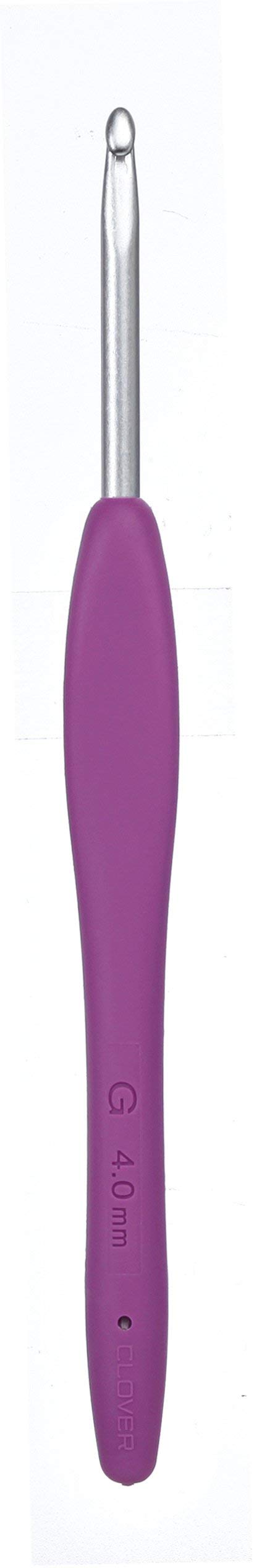 Clover Amour Crochet Hook - 4.0mm Size | Comfortable Easy Grip Handle | Multicoloured