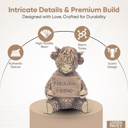 Lesser & Pavey Hughie Highland Cow Fab Friend Home Decor Figurine | 72x55x102mm 2