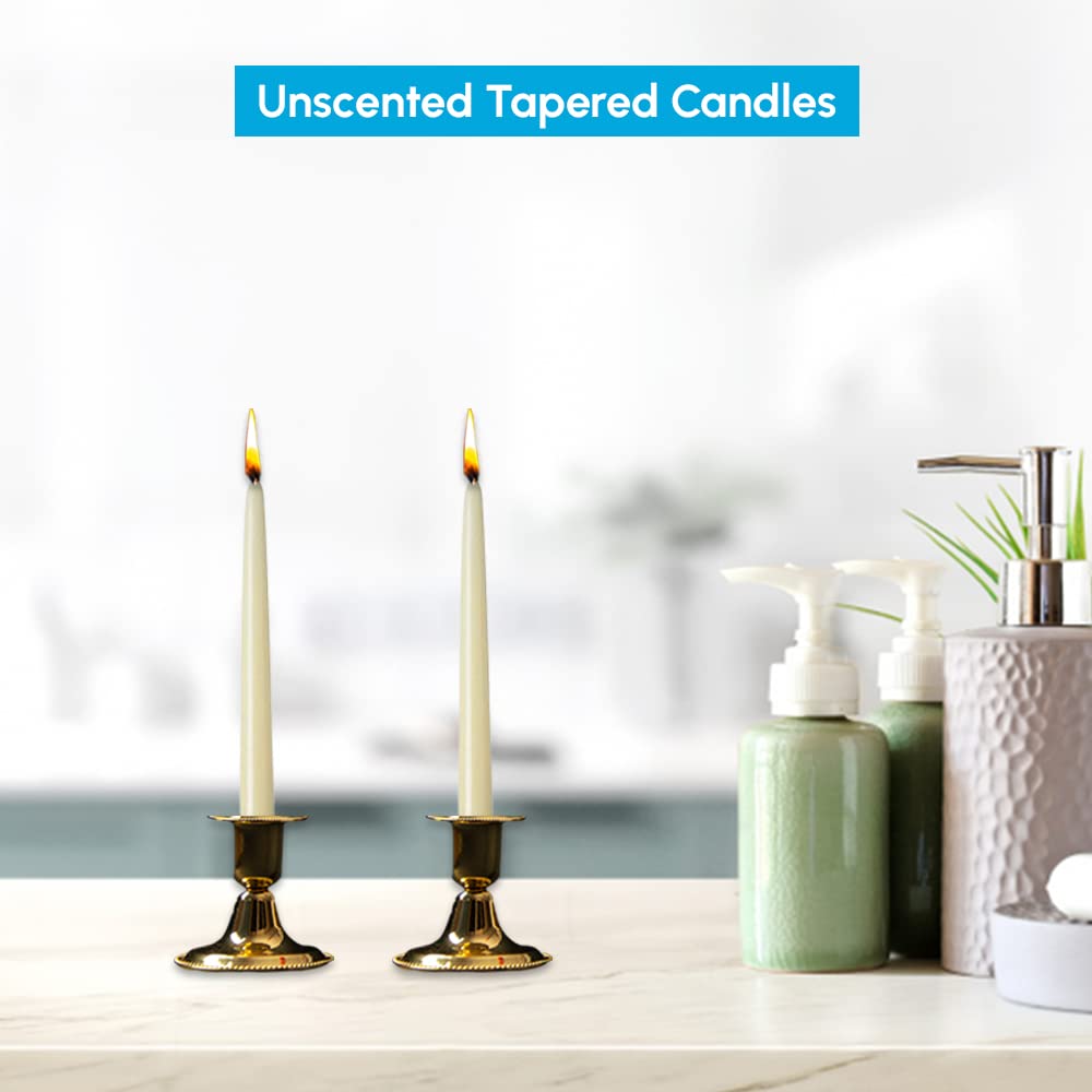1ABOVE 10 Pack Tapered Dinner Candles - Unscented, Slow Burning, Smokeless | Ivory 3