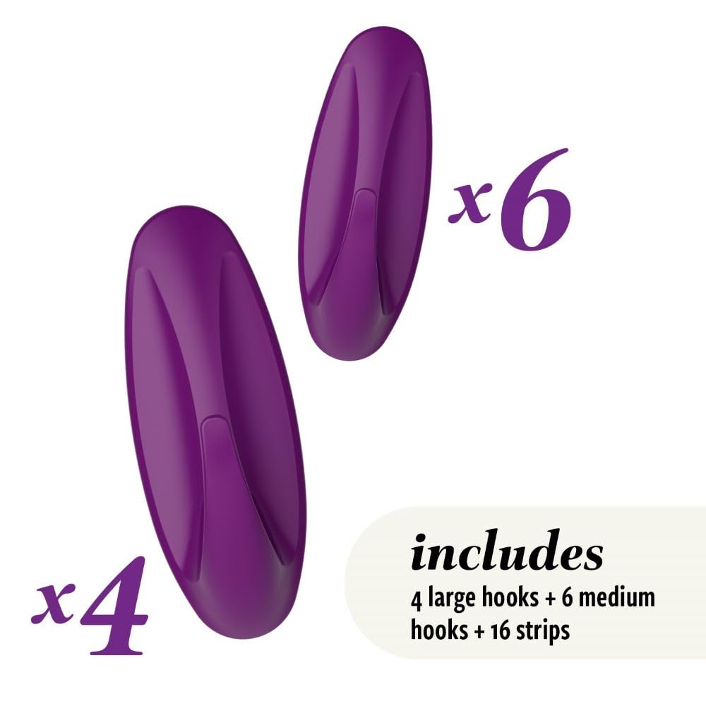 Command Designer Adhesive Hooks - Limited Edition Candied Plum | Holds 1.3 kg | Tool-Free 3