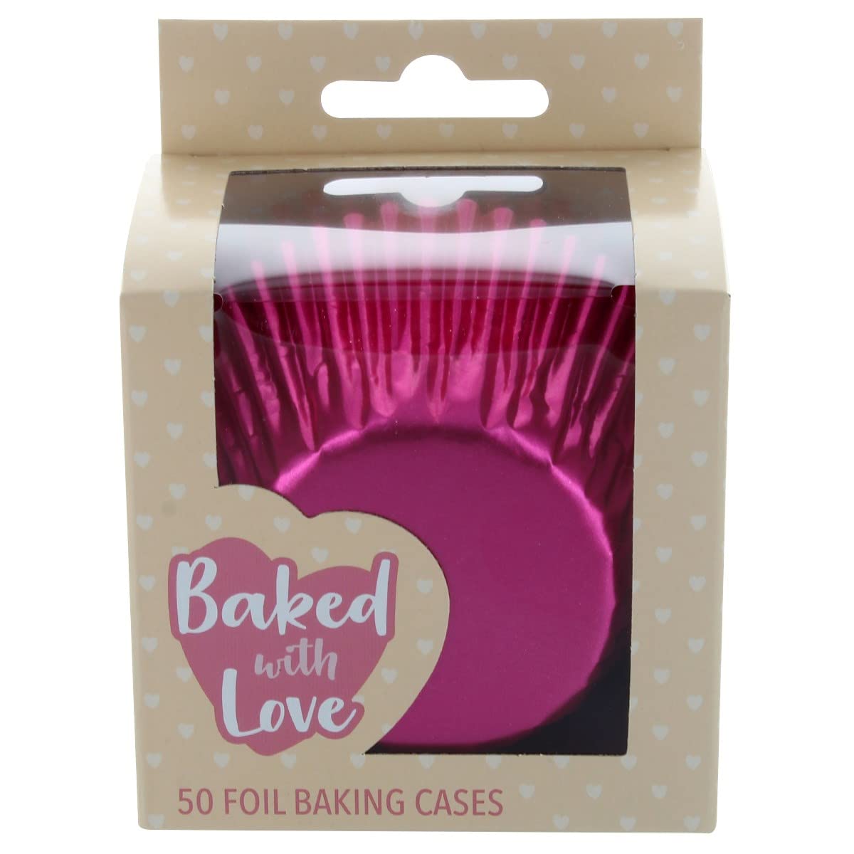 Baked with Love Pink Foil Lined Baking Cases - 50 Pack | Standard Size | Greaseproof 1