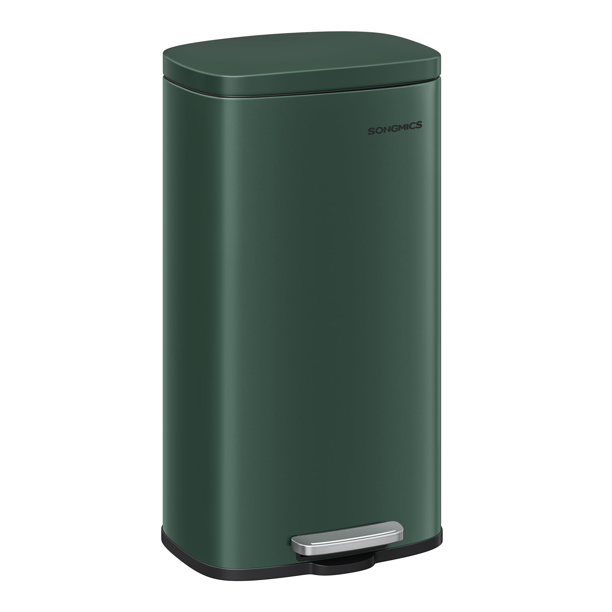 SONGMICS Kitchen Bin - 30L Pedal Rubbish Bin | Soft Close | Retro Green Steel | Inner Bucket 1