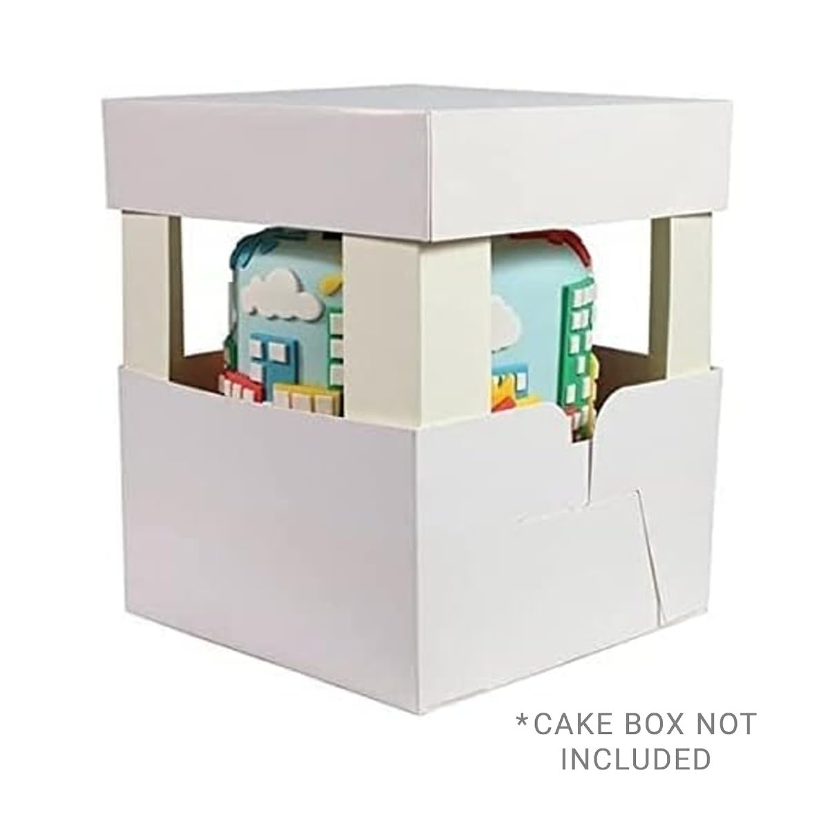 Culpitt 12' Cake Box Extension Corner Cards - Pack of 4 White Card Extensions for Tall Cakes 5