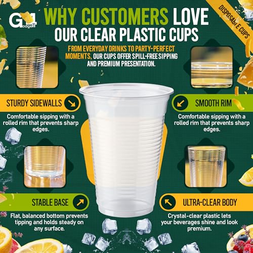 G4GADGET 50 Pack Plastic Disposable Cups - 180ml Clear Drinkware for Home & Office Use 3