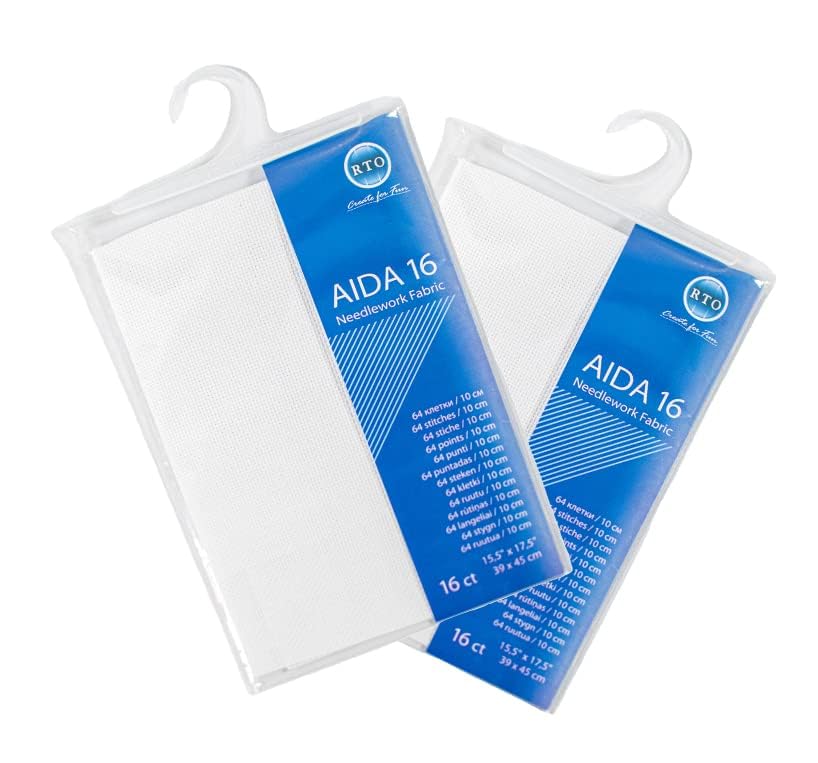 Mouldmaster Aida Fabric - 16 Count, White, Pack of Two | 39cm x 45cm Precuts 2