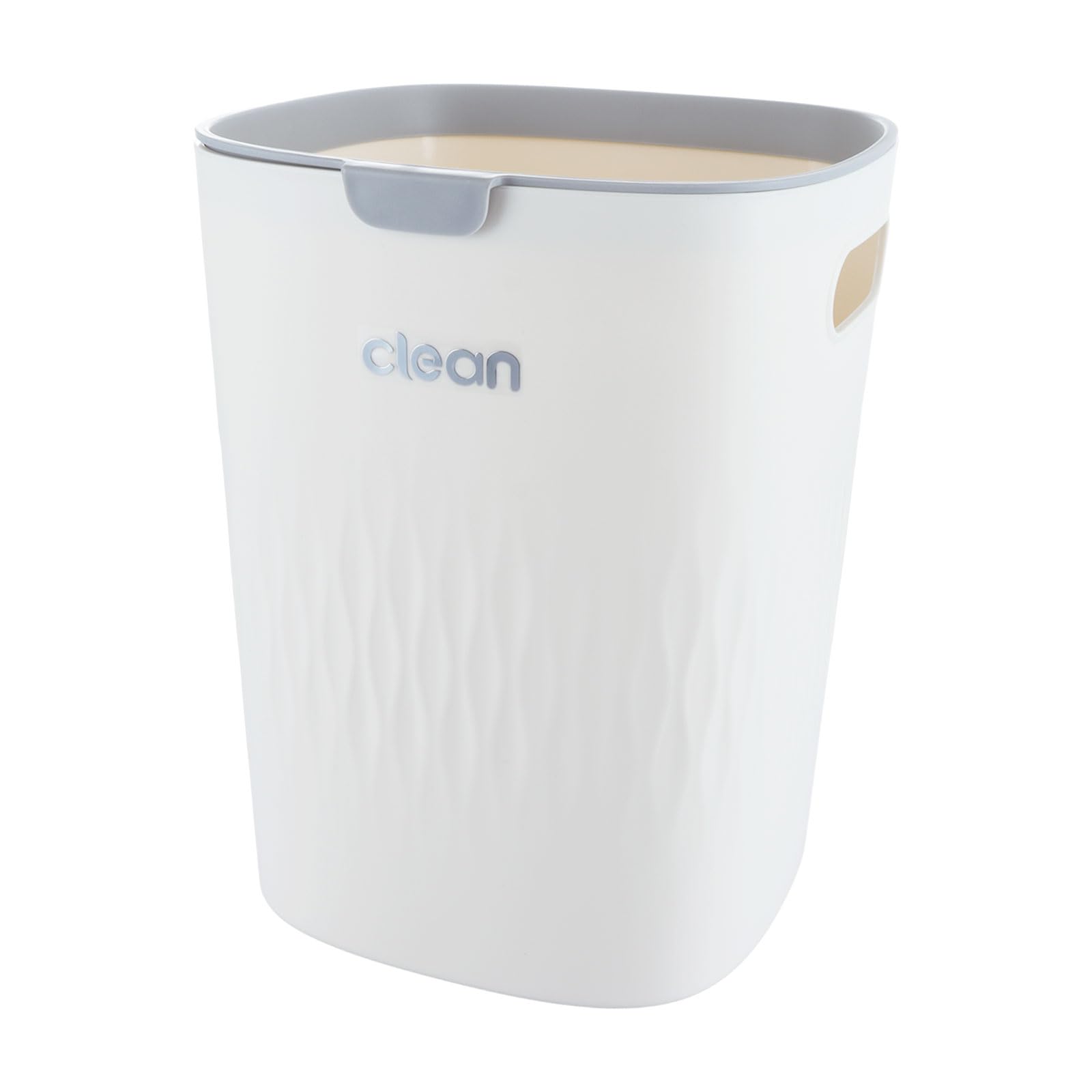 ASelected Plastic Bathroom Bin - 10L Capacity, Cream Color, Pressure Ring Design | 21 x 21 x 27 cm 1