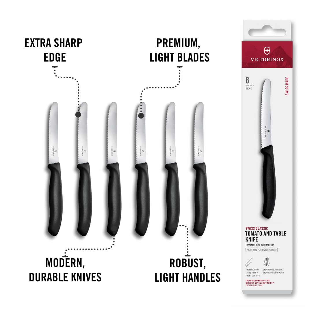 Victorinox Swiss Classic Breakfast Knife Set - Serrated Edge | 11cm Blade | Set of 6 6