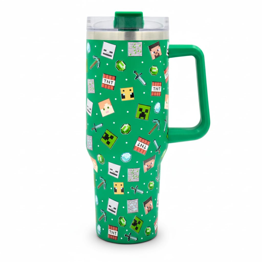 HOX Minecraft 1.2L Insulated Tumbler Mug - Cold 17Hrs Hot 5Hrs | Leak Proof Travel Mug with Straw & Lid 4