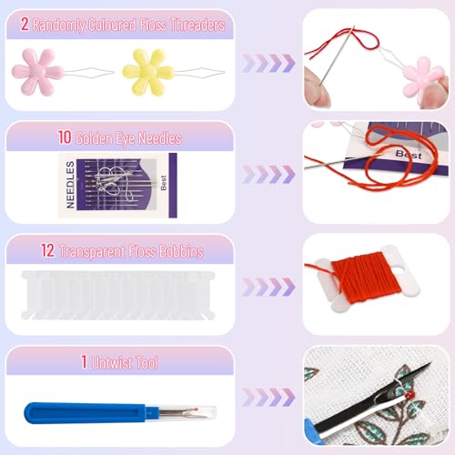 VynyQoo 120PCS Embroidery Threads Kits - 102 Colors Floss for Cross Stitch & DIY Crafts | Polyester 4